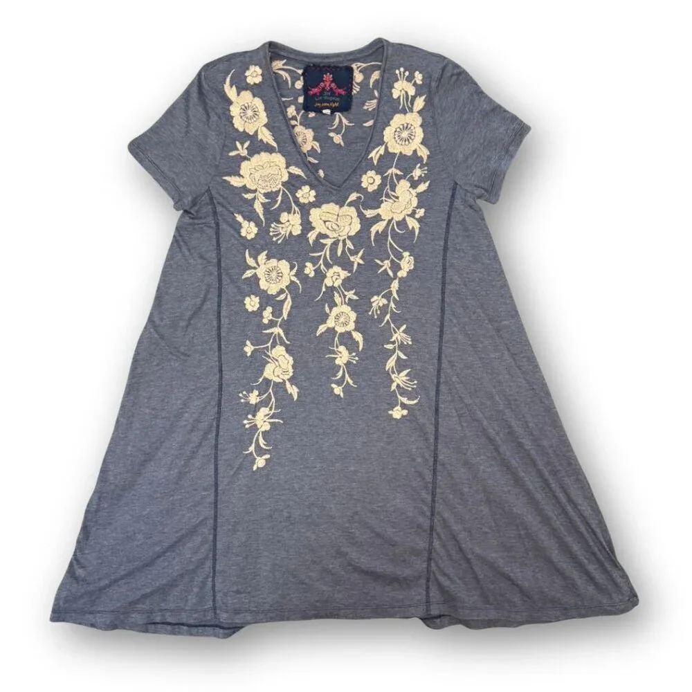 NWOT Johnny Was Embroidered Blue Tunic Dress Size Medium - Picture 4 of 5